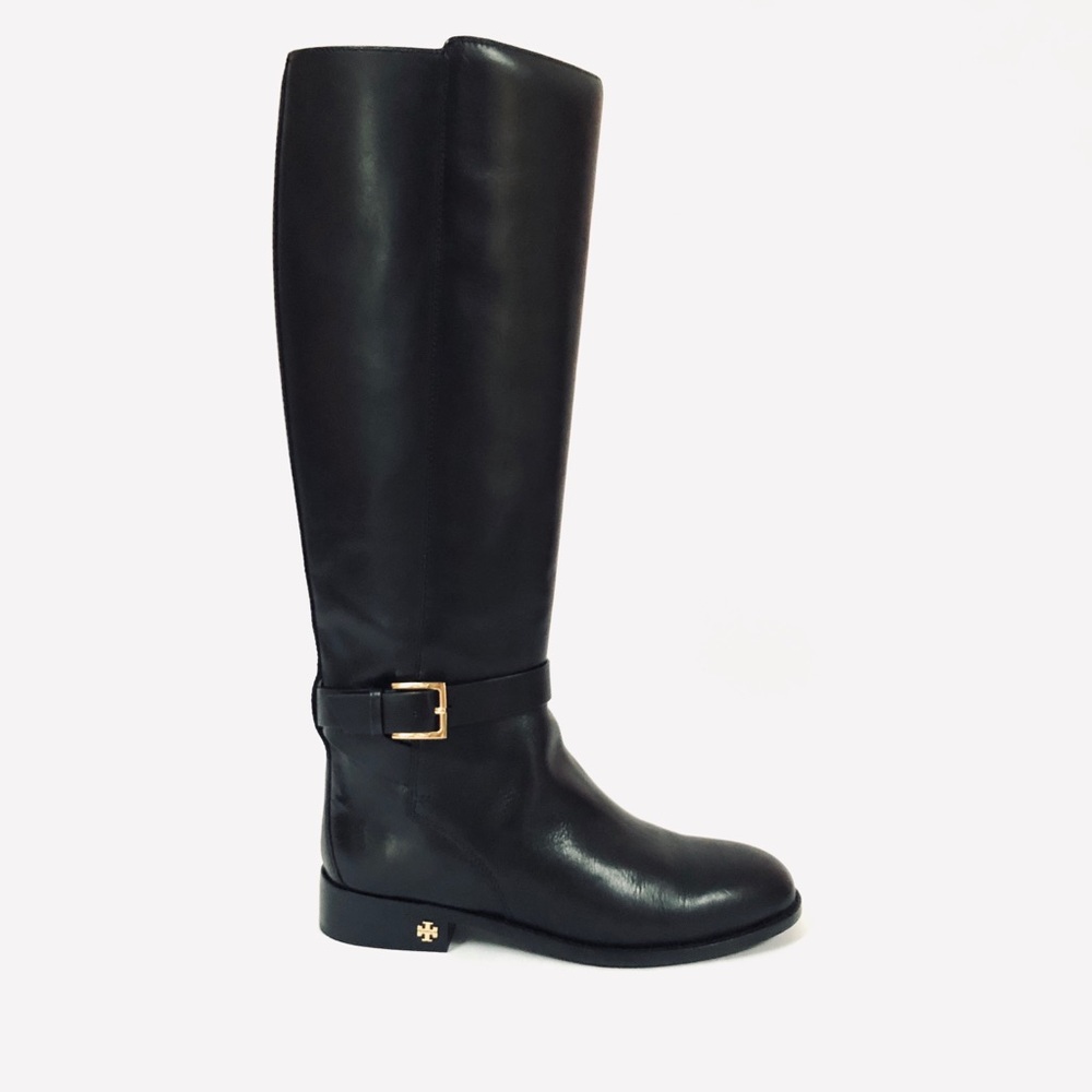 Tory Burch Black Leather Equestrian Boot